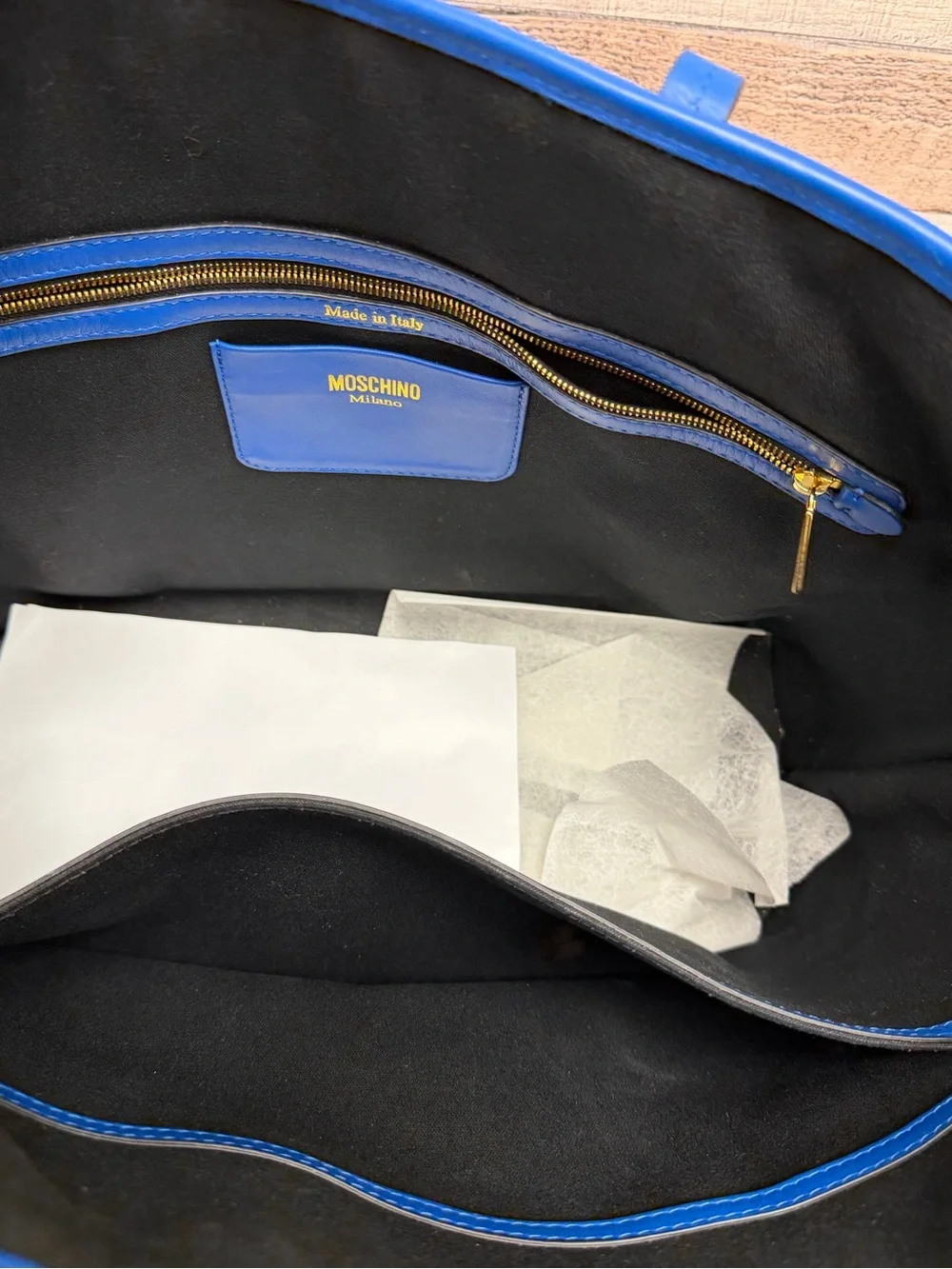 Moschino Milano Electric Blue Quilted M Large Tote